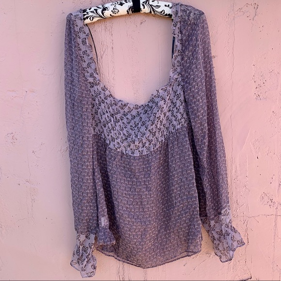 Laundry by Shelli Segal Silk Gypsy Peasant Top - Picture 2 of 8